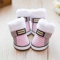 강아지 겨울 신발 어그 반려견 크록스 4Pcs/Set Winter Warm Dogs Shoes Cute Boots Snow Walking Cotton, 06 B-Pink_03 3
