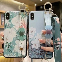 삼성 갤럭시S22시리즈 스트랩 꽃 무늬 슬림핏 핑거 목걸이형 핸드폰 거치대 실리콘 범퍼 케이스