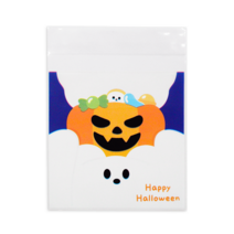 도나앤데코 할로윈 포장 비닐 OPP 접착 봉투 13 x 13 cm, 100개, 유령으로 변신한 곰돌이 네이비