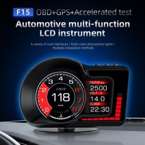 자동차hud HUD 헤드 업 디스플레이 OBD2 GPS 듀얼 시스템 스마트 카 게이지 디지털 주행 속도계 속도 프로젝터 과속 RPM, Stye B