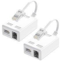 BT 플러그 ADSL RJ11 광대역 인터넷 마이크로 필터 분배기 2팩 남성 amp 여성 유선 모뎀, [01] White, 01 White