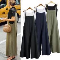 (빅사이즈 디라인) S~5XL 여름 베이직 임부복 편하게 린넨 와이드 멜빵 바지