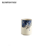 BLOWFISH FUGU 일본식 핸드페인팅 세라믹 물컵/머그컵/물컵/찻잔입니다+랜덤 사은품, 8.8cm*6.3cm, C