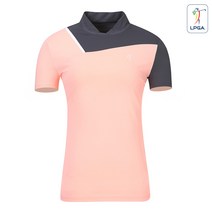 여성 변형넥 컬러배색 티셔츠 엘피지에이 L212TS523P, BLACK, 90