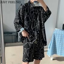 JUST FEEL!NG 빅사이즈/오버핏/박시/반팔셔츠/반바지/학생/남성/상하세트