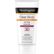Neutrogena 클리어 바디 탈주 방지 액상 선스크린 로션 넓은 스펙트럼 SPF 30 여드름 피부용 오일 프리 옥시벤존 프 148ml 1개, 4개