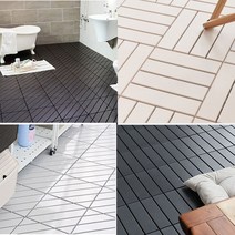 바닥재 마루 현관 베란다 욕실 데크타일 조립식 깔판 발판, 9P, 사선형-다크브라운