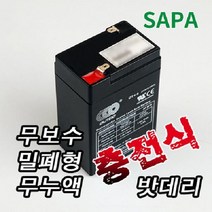 싸파 밀폐형 무누액 충전식 6V 4AH 밧데리 배터리, 쿠팡노트북 1