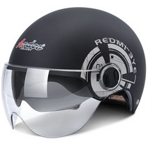 korea오토바이 헬멧 추천 남녀 사계절 킥보드 머리보호 2종소형 바이크 원동기, 매트 블랙 라미 (더블 미러)