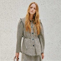 써스데이아일랜드 여성 트위드 퍼프 소매 자켓 T206MJK136W