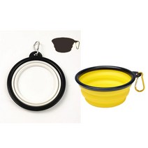 애완동물 접기 그릇 강아지 실리콘 개 그릇 야외 여행 휴대용 수행 물그릇 고양이 식분 그릇, 대형견(1000ML), 화이트+옐로우 2개