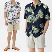 스타일 에스 스타일에스 DF 빅사이즈 슬림핏 하와이안 반팔 셔츠