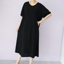 빅걸스토리 옆트임 브이넥 린넨 반팔 여름 원피스
