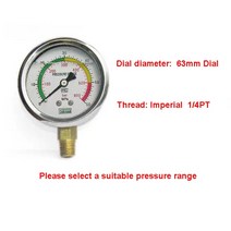 유압 측정 테스트기 테스터 측정기 게이지 14quot 63mm 다이얼 수압 게이지 압력, 0-0.6mpa