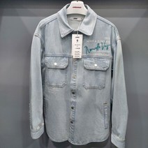 [잠뱅이] 유니)난스판 바이오스톤 솔트워싱 데님셔켓(오버핏)AN1DDH243