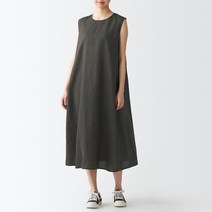 무인양품 MUJI 여성 프렌치 리넨 워싱 슬리브리스 원피스 BCL48ZZZ