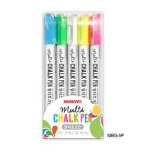문교] 멀티초크펜 - MBG 유리펜, 1세트, 5색 5본입(하양/노랑/분홍/초록/파랑)
