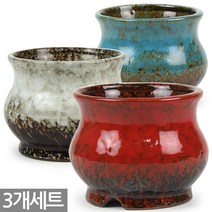 칼라 다육 화분 - 다육이 미니화분 선인장 실내 도자기 사무실 책상 인테리어 분갈이, 05_Sein_가마유약_E타입3개(랜덤)