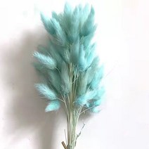 100 개/35cm 천연 토끼 꼬리 말린 꽃 리얼 터치 미니 팜파스 뭉치 웨딩 홈 장식 배열 촬영 소품, [22] light T blue