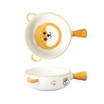 유미코 북유럽풍 손잡이 라면그릇 이쁜 그라탕릇 그라탕 접시 파스타그릇, 귀가 있음, 시바견