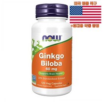 NOW Foods 징코빌로바 Ginkgo Biloba 60mg 120캡슐 영양제 나우푸드 미국 직구 사은품 추가증정
