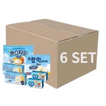 롯데 존맛탱 사무실 탕비실 아이들 영양간식 군것질 끼리크림치즈(카스타드230g+찰떡파이250g+빈츠102gx2개+칸쵸54gx2개), 6개