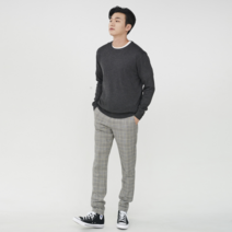 By파크랜드 엔디프 차콜 소프트 카라멜 라운드 니트 스웨터.GWR21411