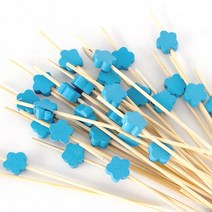 대나무 컬러 과일꽂이 꼬지100P l 햄버거 샌드위치, 7. 파란꽃, 1봉지약100P