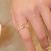 옥가락지 비취반지 옥반지 여자를위한 간단한 빈티지 모조 꽃 여자 패션 민족 꽃 수지 기하학 패션 쥬얼리