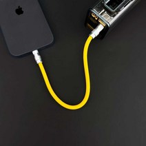 Apple 휴대폰 및 Android에 적합한 보조베터리 15cm 단기 맞춤형 슈퍼 소프트 실리콘 더블 Typec 데이터 케이블, 형광 녹색 0.5m