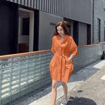 CHINA 나래가 여성 셔츠 원피스 벨트 캐쥬얼 빅사이즈 데일리 pek47