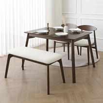 바네스데코 미엔 원목 우드 4인 1200 식탁 세트, 식탁+벤치+의자2