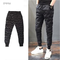 남성 작업복 기모 겨울 방한 바지 패딩 밴딩 솜바지 마름모 캐주얼 바지 A240112