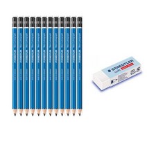 스테들러 제도 연필 4B 12p + 소프트 지우개 대형 S20 526S 세트, 혼합색상, 1세트