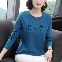 일월전빵 가을 겨울 루즈핏 레터링 여성 기본 긴팔 티셔츠 B-C019