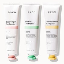 Boka 불소 무첨가 치약 나노 하이드록시아파타이트 재광화 민감한 치아 미백 성인 어린이 구강 관리를 위한 치과 의사 추천 엘라 민트 천연 맛 113 4g(4온스) 3팩 미국 제조, 민트/ 생강/ 라벤더_3 Piece Assortment