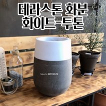테라스톤 화분 대형 테라조 타원 화이트/투톤 20X34CM 가을 튼튼한화분