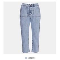 인디고뱅크 탄성 W 중청 롤업 배기핏 여성 청바지
