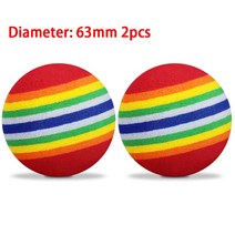 에바폼 무지개 EVA 폼 공 직경 63mm 2.48 인치 골프 연습 실내 훈련 보조 어린이 애완 동물 장난감 2 개, [01] 63mm soft balls 2pc