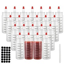 118.3ml(4온스) 스퀴즈 병 22팩 레드 캡이 있는 플라스틱 소형 조미료 스퀴즈 병 - 소스 아이싱 쿠키 장식 공예 액체용, 4 oz