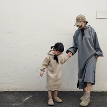 늘품지안 기모후드 롱원피스(엄마와딸커플룩)