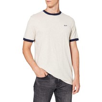 슈퍼드라이Superdry 남성용 유기농 면 에센셜 로고 링거 티셔츠 편안한 핏 그레이 그릿, Oat/Navy, XX-Large