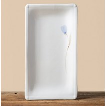 이천도자기 청꽃고백자 접은 생선접시 대 25cm 식기 그릇 플레이트, 상세페이지 참조, 1개