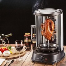 무연 전기 바베큐 꼬치 구이 기계 오븐 로터리 구운 고구마 로스트 치킨 오리 가정용 상업용, 블랙 소형 회전식 치킨 오븐 1300W 가정용