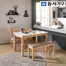 동서가구 클리드 대리석 4인 벤치식탁세트 DF906983, 상판스퀘어-프레임카카오