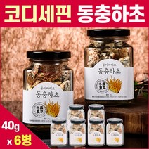 코디세핀 동충 동충하초 생동충하초 건조 동충화초 아데노신 코디새핀 베타글루칸 원기회복 효도선물, 6병, 40g