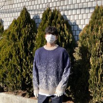 유니크 남친룩 그라데이션 눈꽃 오버핏 모헤어 니트(2color)