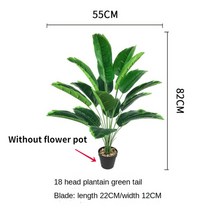 Rncyn 82cm Artificial Plant Green Banana Leaf Bird of Paradise Nordic Home Hotel Garden Office Restaurant Decoration Fake, 1box, Potless plantain C