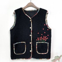 국민할매 엄마옷 백합사 포켓꽃 인조 뽀글이 조끼[BH] 할머니옷 겨울조끼 마실 빅사이즈 조끼