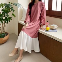 하젤 퓨린 투톤 롱 원피스_S1037
